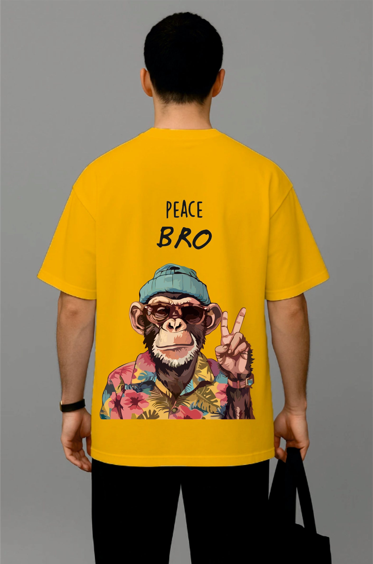 Peace Bro Printed T-Shirt for Men | Stylish Monkey Graphic | Streetwear Fashion Tee