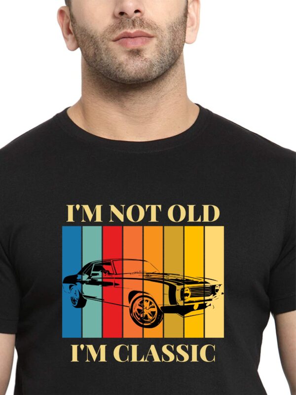 "I'M Classic" Printed T-Shirt, Black Round Neck, Bio-Wash Cotton, Regular Fit for Boys/Men - Image 3